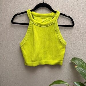 Aerie Super Chill Ribbed High Neck Tank in Chartruese